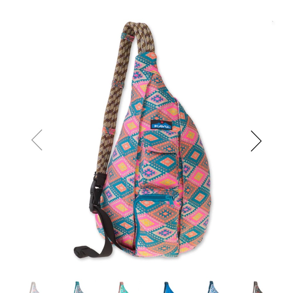 Kavu Pink Teal Geometric Sling Bag